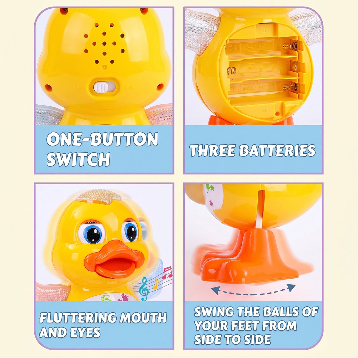 Flynow Musical Dancing Duck Toys for Toddlers 1 2 3 Year Old,Educational Dancing Duck Toy for Babies,Walking Duck Toy with Music & Lights, Learning Toy for Baby Kids, Christmas Easter Birthday Gifts