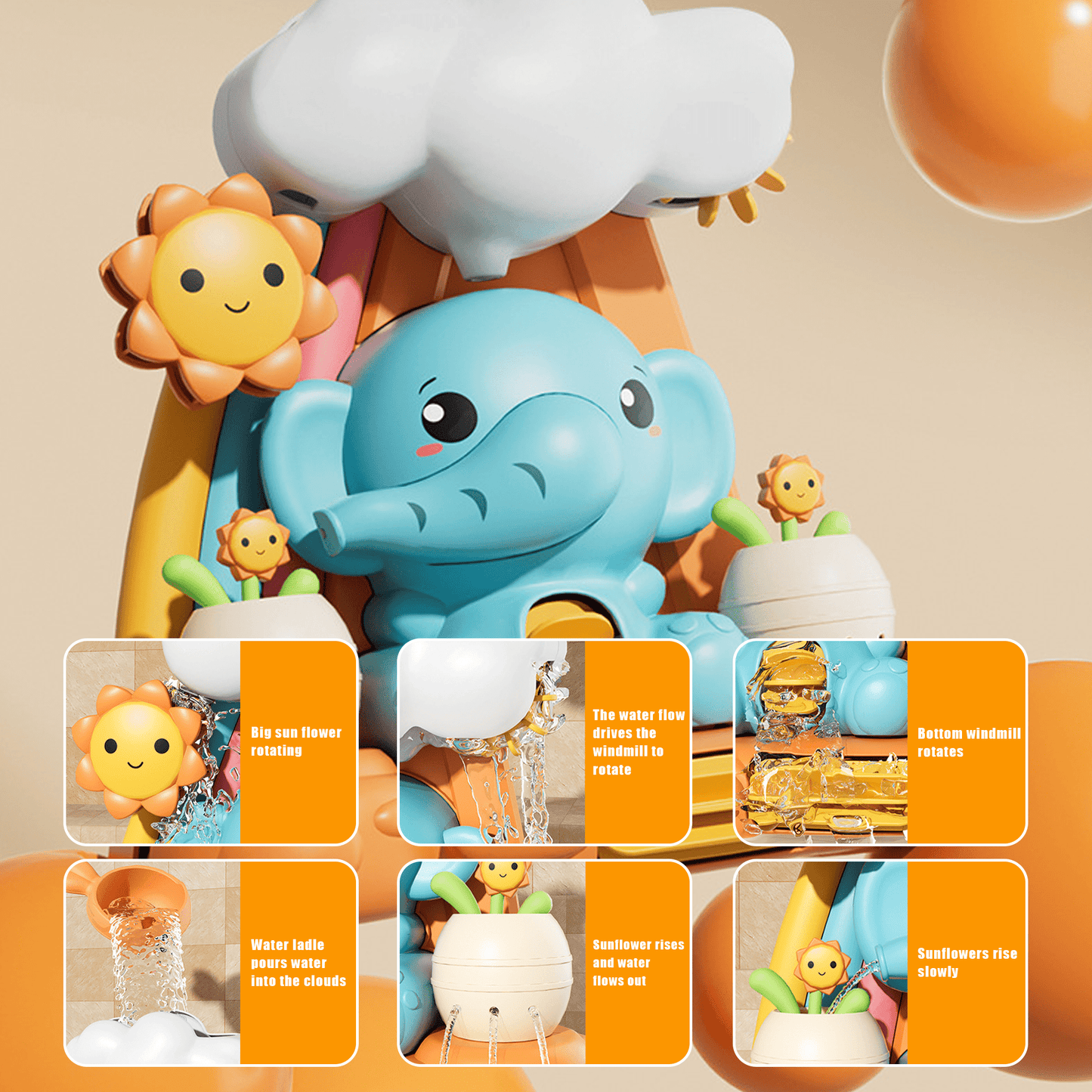 Flynow Bath Toy for Toddler 1-3 Year Old, Baby Waterfall Bathtub Toy with Suction Cup, Kids Bath Tub Shower Playset, Infant Bathtime Fun Birthday Gift 12-24 Month, Girl Boy Age 1 2 3 4 5