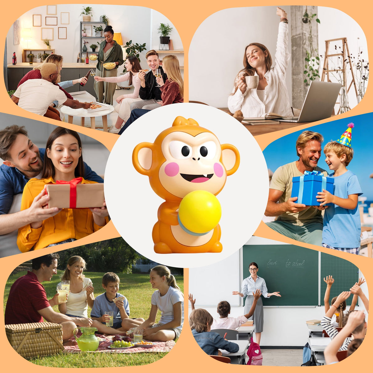 Flynow Monkey Ball Popper Toy Electric Launching Game Interactive Kids Toy Family Party Game Indoor Outdoor Fun for Boys Girls Birthday Gift
