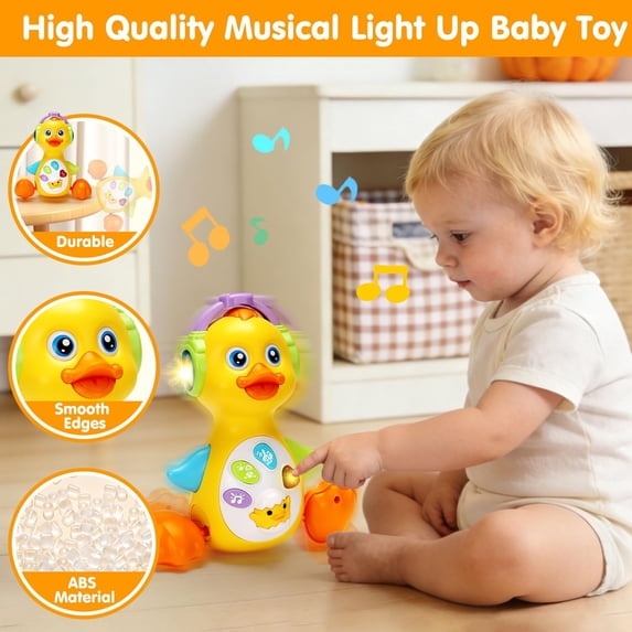 Flynow Baby Essentials Musical Light up Duck Toy, Easter Basket Teething Toys 0-12 Months Dancing Crawling Tummy Time,Newborn Infant Learning Montessori Gifts for 0 3 4 5 6 7 8 Month Baby Boys Girls