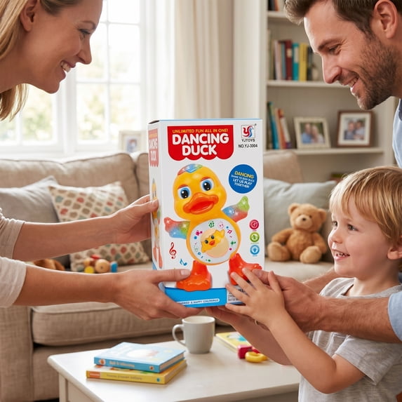 Flynow Musical Dancing Duck Toys for Toddlers 1 2 3 Year Old,Educational Dancing Duck Toy for Babies,Walking Duck Toy with Music & Lights, Learning Toy for Baby Kids, Christmas Easter Birthday Gifts