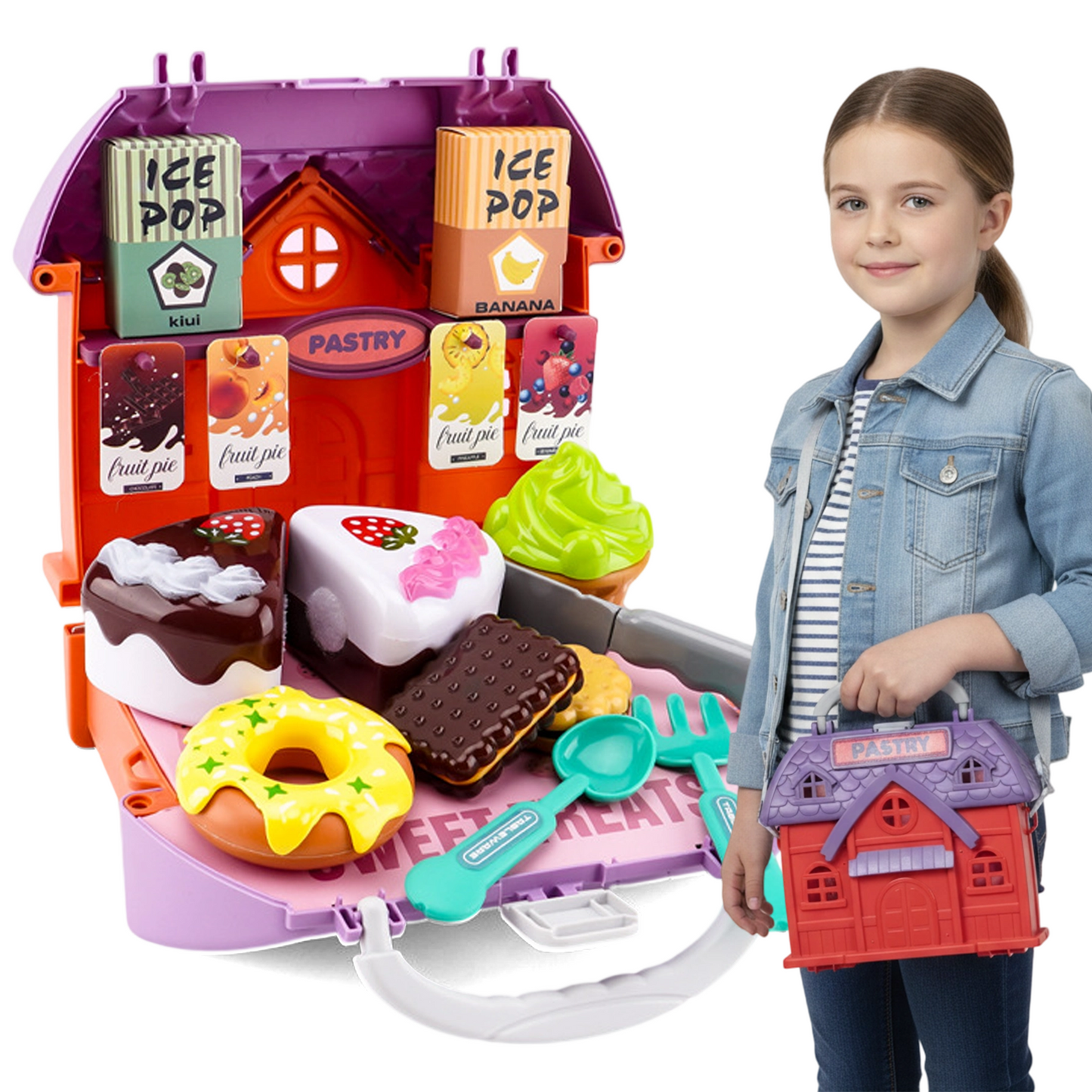 Flynow Kids Kitchen Playset Toys, Cooking Pretend Play for Toddler 1-3 Year Old, 23pcs Interactive Toy Accessories with Food Utensils Pots, Christmas Birthday Gift for Girls Age 2 4 5 6 7 8 9 10