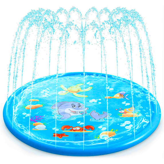 Flynow Splash Pad Sprinkler for Kids 59" Splash Play Mat Outdoor Water Toy Inflatable Splash Pad Baby Toddler 1-3 Years Old Pool Boy Girl Children Outside Backyard Dog Sprinkler for Age 2 4 5 6 7 8 9