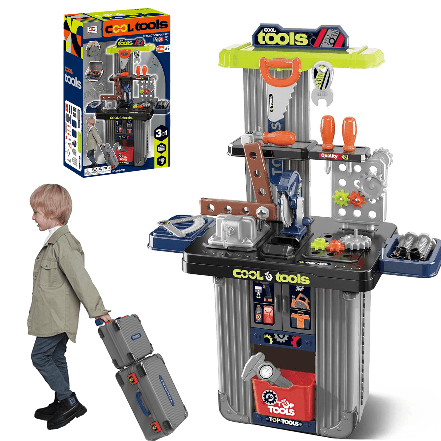 Flynow Kids Tool Bench Set, Pretend Play Construction Workbench Toys for Toddler 1-3 Years Old, 42pcs STEM Engineering Playset, Christmas Birthday Gifts for Boys Age 2 4 5 6 7 8 9 10