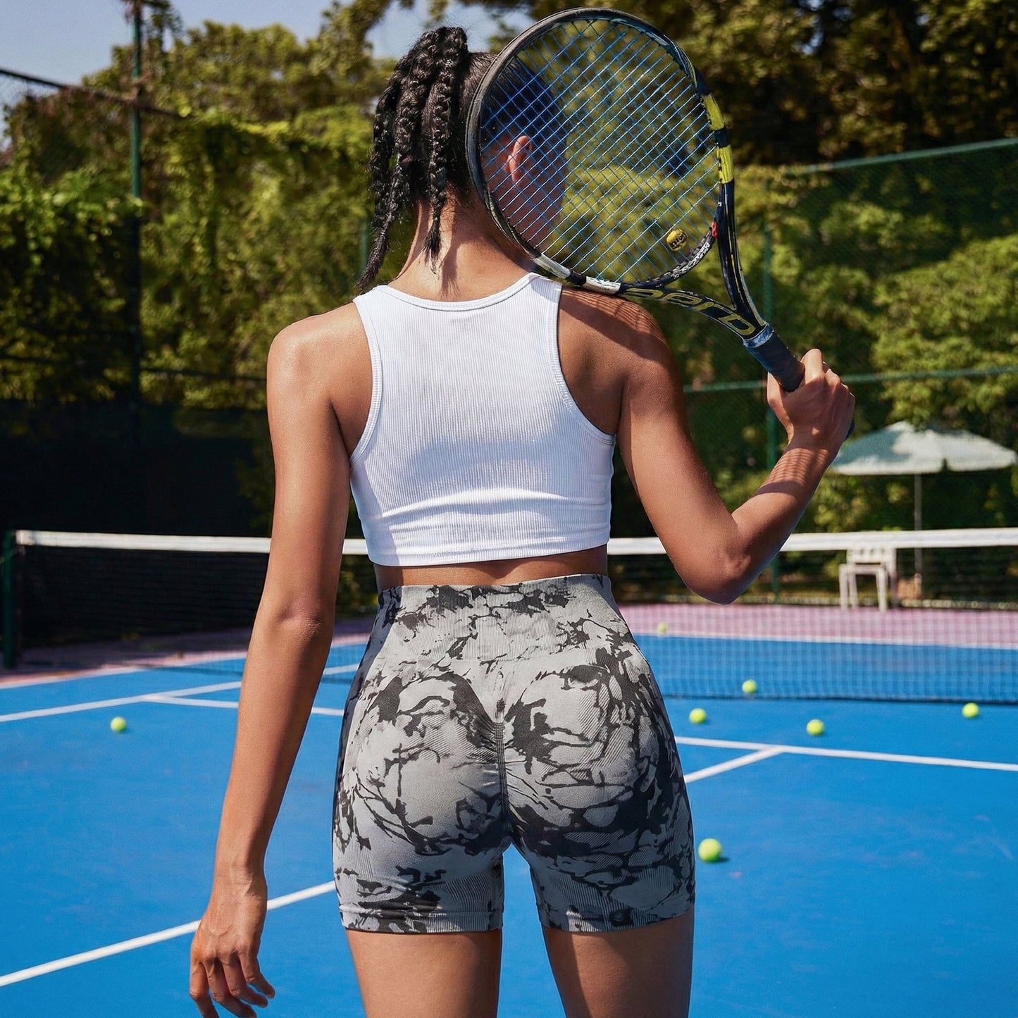 WQD Women's 2 Packs Workout Yoga Gym Shorts High Waisted Butt Lifting Scrunch Butt Seamless Booty leggings Shorts