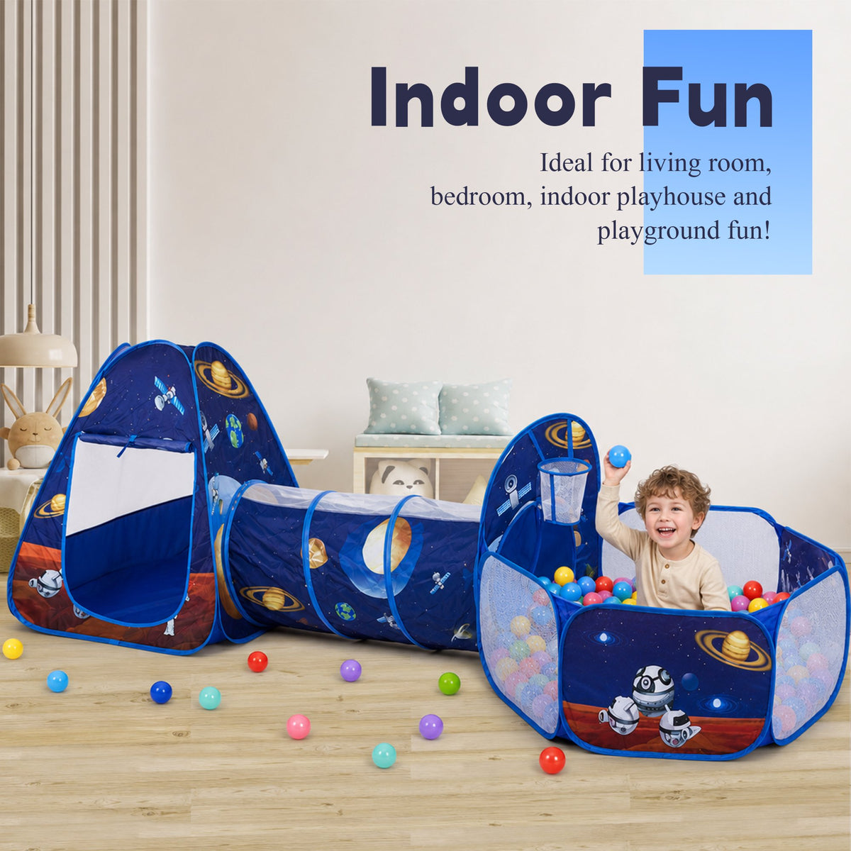 Flynow Rocket Ship Play Tent House Pop up toys for 0-1-2-3-4-5-6 Age boys Gift Play Tent Kids Indoor Outdoor Spaceship Playhouse Tent Set Basketball Hoop Indoor